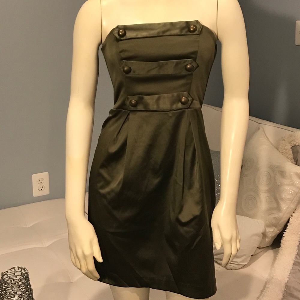 Strapless Army Green Majorette Style Dress Size 1